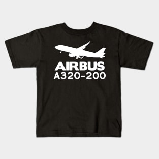 Airbus A320-200 Silhouette Print (White) Kids T-Shirt